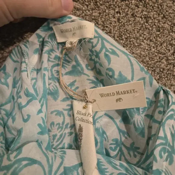 World Market Hand Block Blue Printed Jumpsuit S/M Boho Wide Leg Romper Oversize - Picture 5 of 9